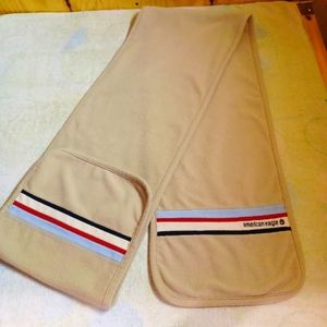 American Eagle Polyester Scarf, Beige With Color Blocks And Name